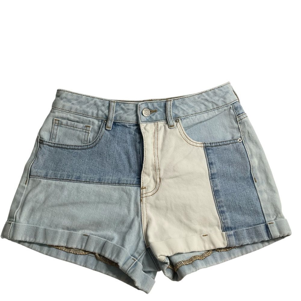 Pacsun Hopper Patchwork Colorblock Denim High Rise Mom Short Size 26